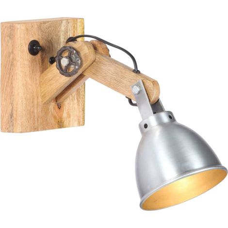 Lampe murale E27 Argenté Bois de manguier massif et fer vidaXL (1/5)