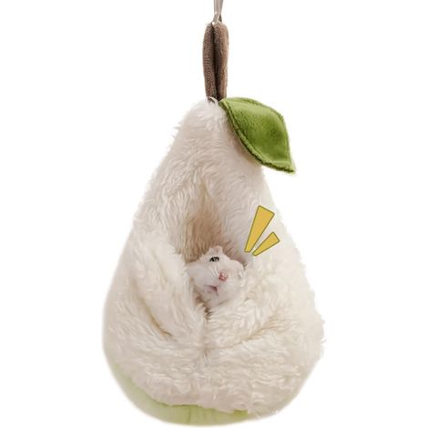 Kleines Haustierbett – Plüschschlafsack  Birnenförmige Hamsterhängematte, warm für den Winter – Für Wohlbefinden, Pflege, Entspannung, ein gemütliches Zuhause, Ruhe, Komfort, Sicherheit und einen sich