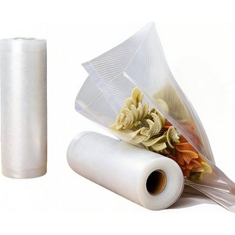 Lot de 2 rouleaux de sacs alimentaires sous vide, 20 x 500 cm, sacs en plastique à découper pour emballage et conservation des aliments frais (1/5)