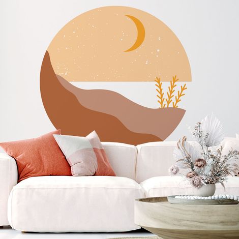 Papier peint intissé pré-encollé fresques géantes - ROND BORD DE MER BEIGE - 60x60cm (1/5)