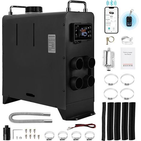 Jiubiaz Diesel Standheizung 8 KW Luftheizung Air Heater Luft Dieselheizung 12V 24V für Auto RV LKW Wohnmobil Bus LCD schalter App Control Schwarz (1/5)