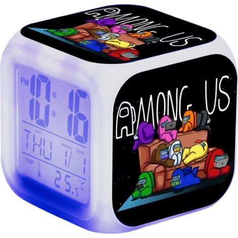HANNTAOO Digitaler Wecker für Kinder, Among Us-Motiv, 7-farbige LED, Thermometer, Nachtlicht, Geschenk für Jungen und Mädchen HTNL1125 (1/5)
