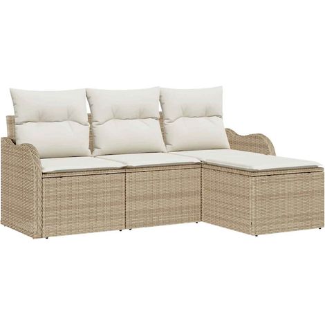 Maison Exclusive - Gartensofa-set mit Speicher 4 pcs Beige Poly-R
