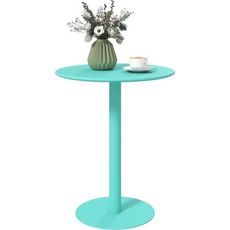 Table ronde verte Ø60x72 cm en acier pour intérieur et extérieur, 2 places, style frais et pratique pour petit espace repas