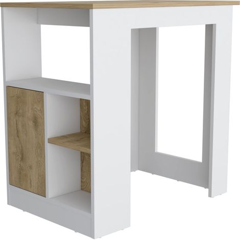 Isla de cocina Oviedo con mini armario de 1 puerta y estantes laterales