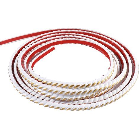 5M Bande Décorative Adhésive PVC, Bordure de Papier Peint Carrelage, Décoration pour Cadre de Miroir(10mm,Or blanc) (1/5)