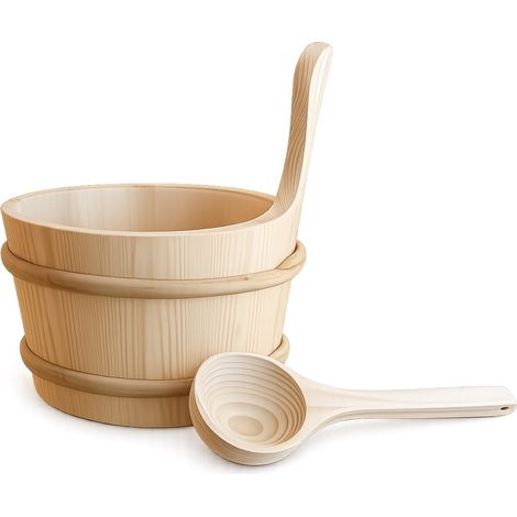 Harvia Holzeimer und Holzkelle Basic Sauna-Set Aufgusseimer mit Aufgusskelle