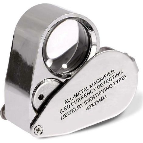 Loupe de bijoutier pliable grossissante 40x avec éclairage LED (loupe de détection de devises/identification de bijoux) (1/5)