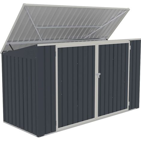 Casetta per il riciclo tripla L237 x P101 x H131 cm in Acciaio galvanizzato Antracite - ILARIO (1/5)