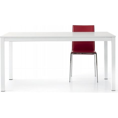 Tavolo Allungabile Metallo e Legno Bianco Frassinato Dimensione Tavoli: 140 x 90 + 1 allunga 50 cm