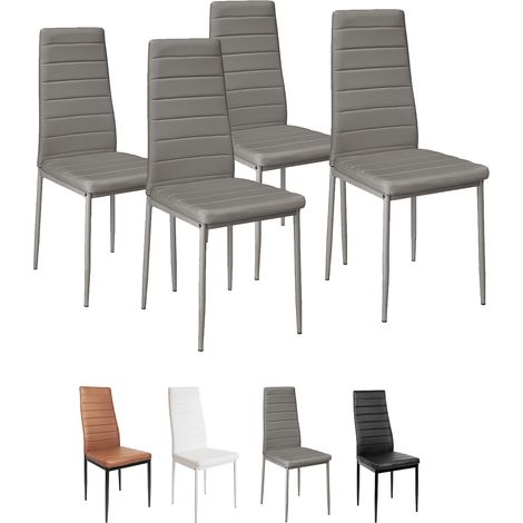 Lot de 4 Chaises de Salle à Manger, SGS Tested, Gris (1/5)