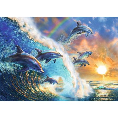 Bordado de diamantes Delfines felices 45x60 cm (1/5)
