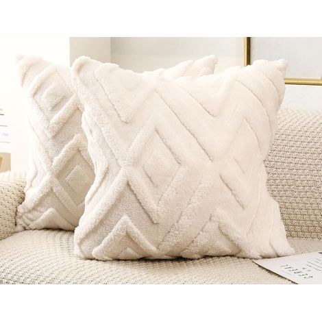 Beigefarbener Kissenbezug – weiches Karomuster, Boho-Stil – geeignet für Wohnzimmer, Schlafzimmer usw. – 2er-Set, 50 × 50 cm (1/5)
