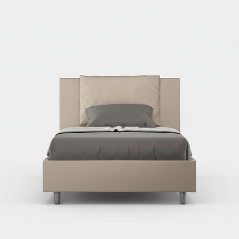 Französisches Bett mit Stauraum 120x190 cm mit gepolstertem Kopfteil Antea P - Beige