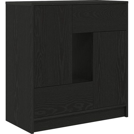 Buffet,Bahut,Meuble de Rangement avec tiroirs et portes chêne noir 70,5x34x74,5 cm CFW15630 (1/5)