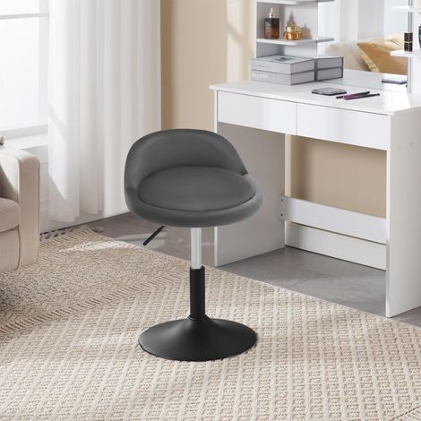1x Barhocker, Barstuhl mit Rückenlehne, drehbar Thekenstuhl, Schminkhocker höhenverstellbar, Bürohocker Drehhocker aus Samt, für Wohnzimmer Schlafzimmer, Dunkelgrau