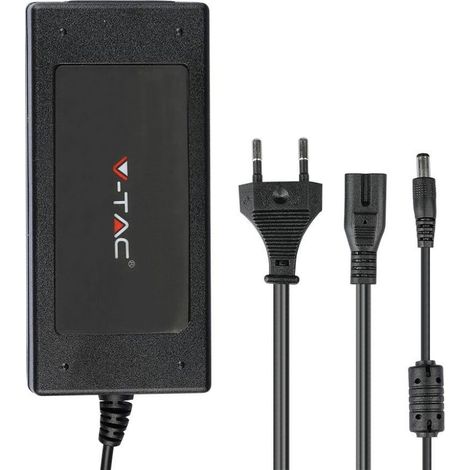 Fuente de alimentación para tira LED V-TAC de 42 W, 12 V, 3,5 A, Plug&Play, conector Jack 2.1, cable de 2,4 m con conector IP44
