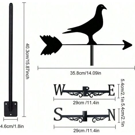 Girouette décorative d'extérieur en forme de pigeon, idéale pour les fermes, les jardins et les patios (1/5)
