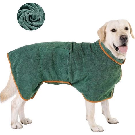 Peignoir pour chien vert foncé XL - Serviette de bain ultra-absorbante à séchage rapide