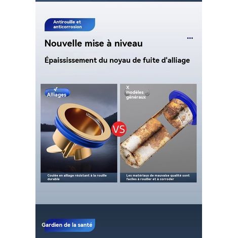 Filtre anti-odeurs universel pour canalisations de salle de bain, couleur or, lot de trois. (1/5)