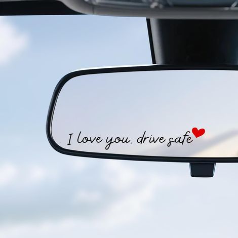Lot de 4 Autocollants Rétroviseur de Voiture Décoratifs Imperméables Noir Cœur (1/5)