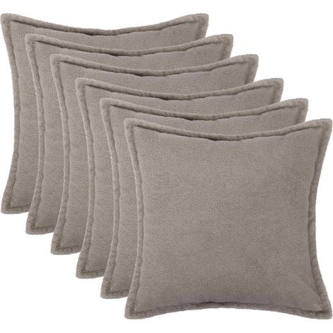Housse de coussin 6 pcs HOUTEN Gris clair 40 x 40 cm Bouclé vidaXL (1/5)