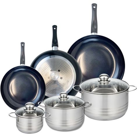 Ensemble de 3 Poêles de cuisson 24, 28 et 32 cm et 3 faitouts 14, 20 et 24 cm Elo Prima Brillant (1/4)
