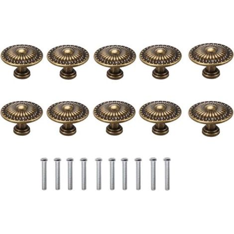 Ensemble de 10 pièces - Poignées de meubles - Poignées de portes de meubles - Poignées de tiroirs - Style campagne vintage - Boutons de tiroirs - Bronze antique (1/2)