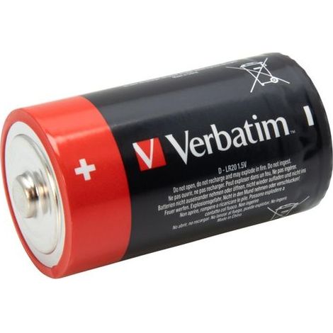 Verbatim 49923 Pile Alcaline Torcia D-LR20 1,5 V Batteria Monouso confezione da 2 pz (1/4)