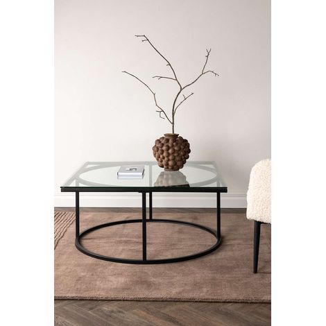 Skanör table basse 90x90cm noir, verre.