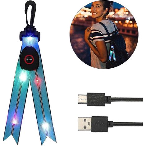 Lampe LED clignotante à lumière multicolore, réflecteurs rechargeables par USB, lumière de sécurité bleue pour sac d'école (1/5)