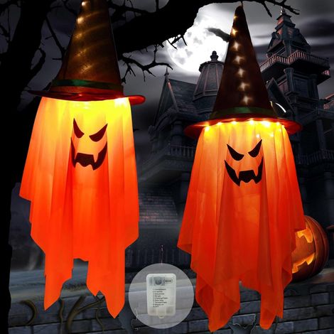 Fantômes Halloween avec Chapeau Sorcier – Guirlande LED Modes Déco Maison Fête Jardin 2 8 Orange (1/5)