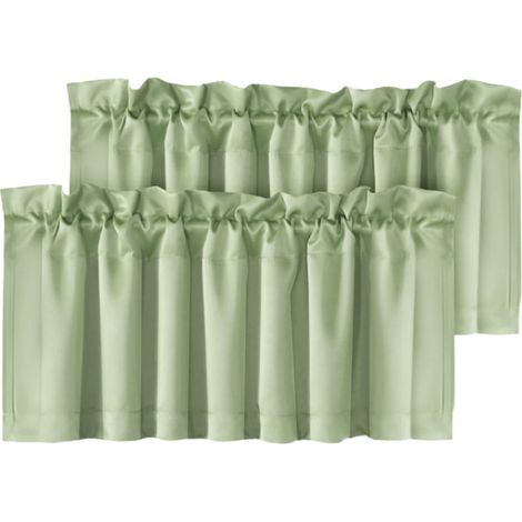 Lot de 2 cantonnières occultantes — Épaisses, haute opacité, couleur unie — Adaptées aux cuisines et salles de bain (132 x 46 cm) (1/5)