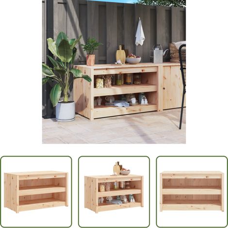 Cuisine extérieure - Armoire de cuisine d'extérieur MEPPEL 106x55x64 cm bois de pin massif (1/5)