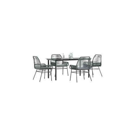 Ensemble à manger jardin coussins 5 pcs gris poly rotin verre (1/5)