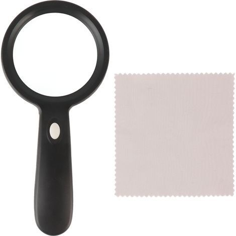10-fache LED-Handlupe mit 85-mm-Glaslinse, 12 LEDs, präzises Lesen, ergonomisches Design, AAA-Batterien (1/5)