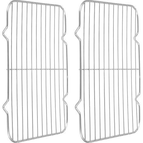 2pcs Rectangle Rack, 10.2 x 7.7 Inches Stainless Steel Wire Cookie Rack Grill Grate Cross Wire Barbecue Grill for Cooking, Roasting, Grilling, Drying, Oven, Silver (1/5)