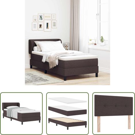 Matratze - Boxspringbett mit Matratze Dunkelbraun 90 x 190 cm Stoff (1/5)