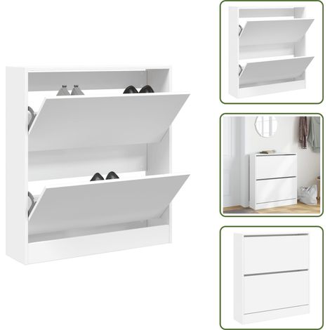The Living Store Schuhschrank Weiß 80x21x87,5 cm Holzwerkstoff - Schuhschrank Weiß (1/5)