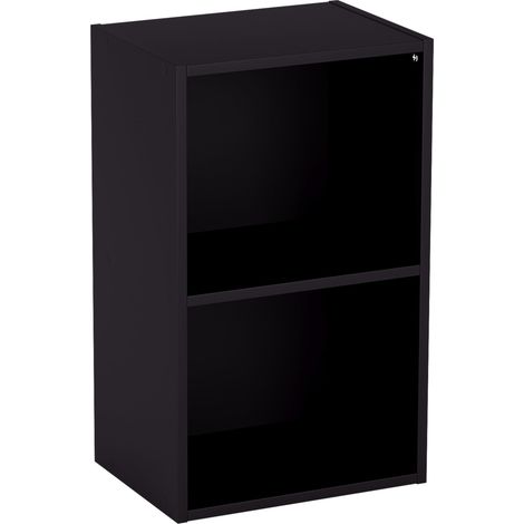 Oxford À 2 Étages Cube Étagère De Bibliothèque en Bois Noir, Unité De Stockage D'Affichage Bureau Meuble De Salon h 54 x l 32 x p 24 cm env. (1/5)