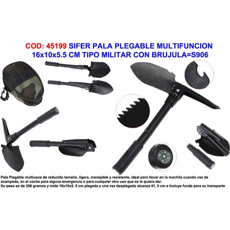 Pala Pieghevole Multifunzione Sifer 16x10x5,5 cm con Bussole 906
