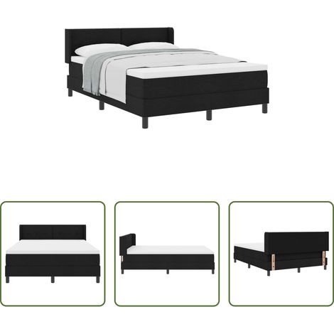 Matelas de soutien - Lit à ressorts avec matelas Noir 190 x 140 cm tissu (1/5)