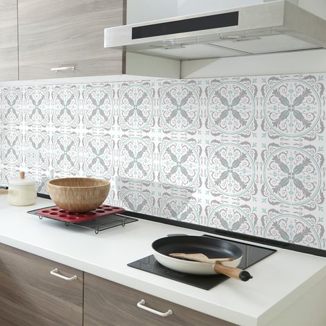 Sticker Mural Carrelage adhésif Cuisine Salle de Bain - 60 STICKERS CARREAUX DE CIMENT AZULEJOS AMANDA - 60stickers20x20cm (1/5)