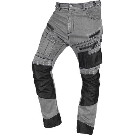 Pantalones de trabajo vaqueros, Oxford reforzados, grises, talla S (1/5)