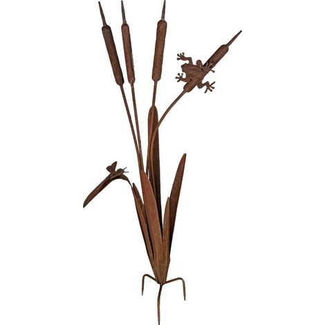 Tuteur déco roseaux acier rouille 50x31x91cm
