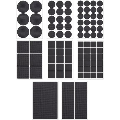 Lot de 93 patins antidérapants en caoutchouc pour meubles ronds rectangulaires pour pieds de meubles, pieds de chaise, canapés – 8 tailles (1/5)