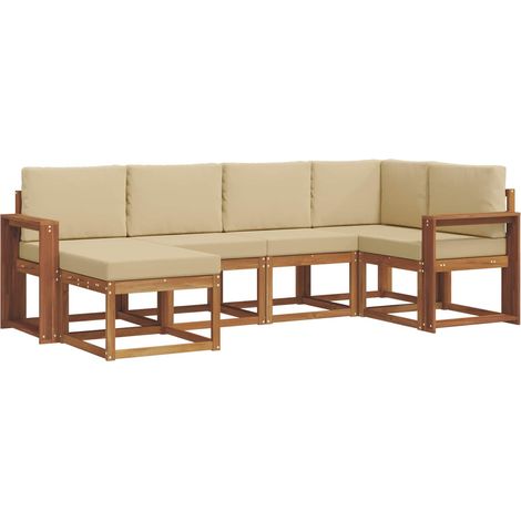 Ensemble de canapés d'extérieur 6 pcs Salon de jardin Naturel et Beige (1/5)