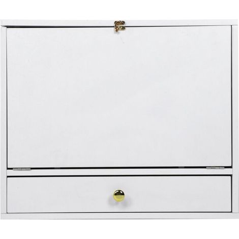 Ineasicer – Bureau mural rabattable en MDF – Tiroir de rangement et étagères – Bureau flottant pour ordinateur portable – Optimisation d'espace à domicile (1/4)