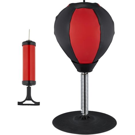 Punching-Ball de Table, Mini Sac de Frappe pour Le Bureau, soulager Le Stress, Ballon Poire Boxe, Noir/Rouge (1/5)