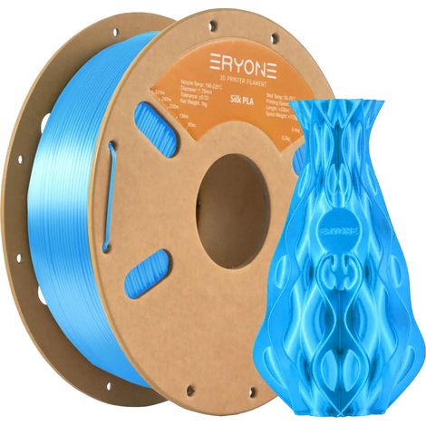 Filamento PLA effetto seta da 3 kg, ecologico, compatibile con stampanti 3D, colore blu seta. (1/2)